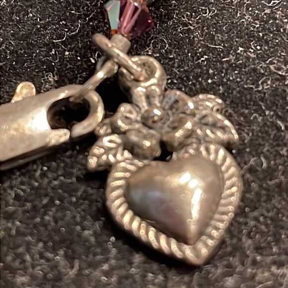 5.5” silver tone multi color beaded bracelet w/lobster clasp - Picture 6 of 7